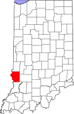 Map of Indiana highlighting Sullivan County