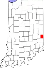 Map of Indiana highlighting Union County