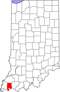 State map highlighting Vanderburgh County