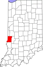 State map highlighting Vigo County