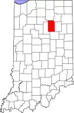 State map highlighting Wabash County