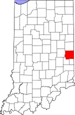 State map highlighting Wayne County