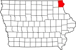 State map highlighting Allamakee County