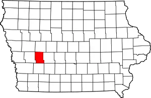 Map of Iowa highlighting Audubon County