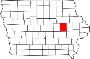 Map of Iowa highlighting Benton County