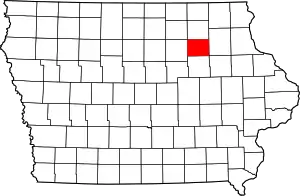 Map of Iowa highlighting Bremer County