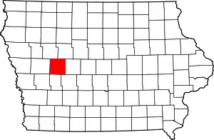 Map of Iowa highlighting Carroll County