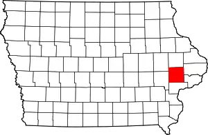 Map of Iowa highlighting Cedar County