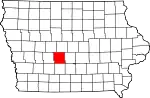 Map of Iowa highlighting Dallas County