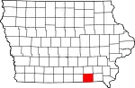 Map of Iowa highlighting Davis County