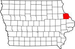 Map of Iowa highlighting Dubuque County