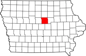 Map of Iowa highlighting Hardin County