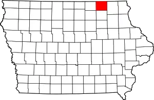 Map of Iowa highlighting Howard County