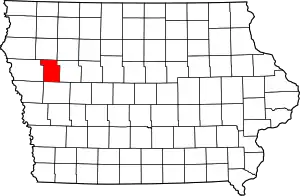 Map of Iowa highlighting Ida County