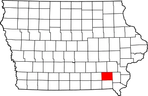 Map of Iowa highlighting Jefferson County