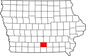 Map of Iowa highlighting Lucas County