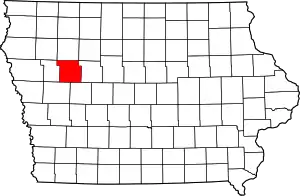 Map of Iowa highlighting Sac County