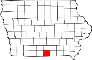 Map of Iowa highlighting Wayne County