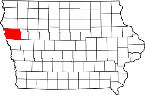 State map highlighting Woodbury County