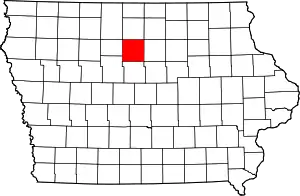 Map of Iowa highlighting Wright County