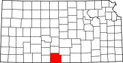 Map of Kansas highlighting Barber County