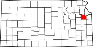 Map of Kansas highlighting Douglas County