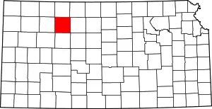 Map of Kansas highlighting Graham County