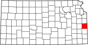 Map of Kansas highlighting Linn County