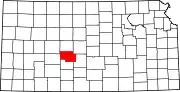 Map of Kansas highlighting Pawnee County