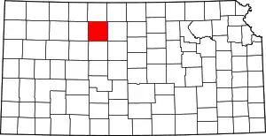 Map of Kansas highlighting Rooks County