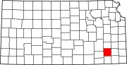 Map of Kansas highlighting Wilson County