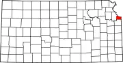 Map of Kansas highlighting Wyandotte County