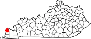 Map of Kentucky highlighting Ballard County