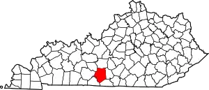 State map highlighting Barren County