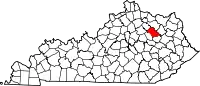 Map of Kentucky highlighting Bath County