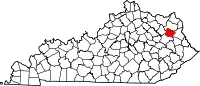 Map of Kentucky highlighting Elliott County