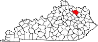 State map highlighting Fleming County