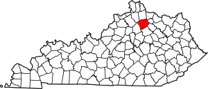 Map of Kentucky highlighting Harrison County