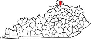 Map of Kentucky highlighting Kenton County