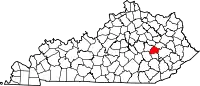 Map of Kentucky highlighting Lee County