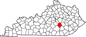 Map of Kentucky highlighting Rockcastle County