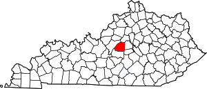 Map of Kentucky highlighting Washington County