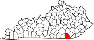 State map highlighting Whitley County