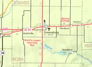 KDOT map of Kiowa County (legend)