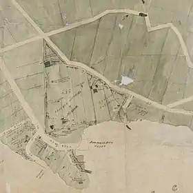 First known map of Kirribilli, a subdivision map by Robert Campbell detail showing the Jeffrey Street area