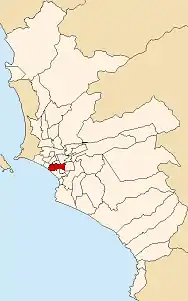 Location of San Isidro in the Lima Province