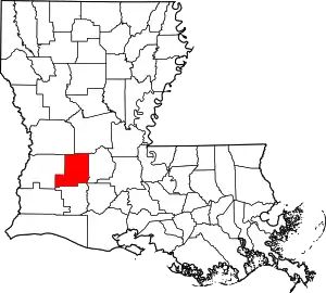 Map of Louisiana highlighting Allen Parish