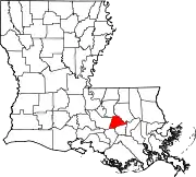 State map highlighting Ascension Parish