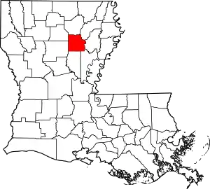 Map of Louisiana highlighting Caldwell Parish