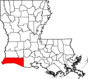 Map of Louisiana highlighting Cameron Parish